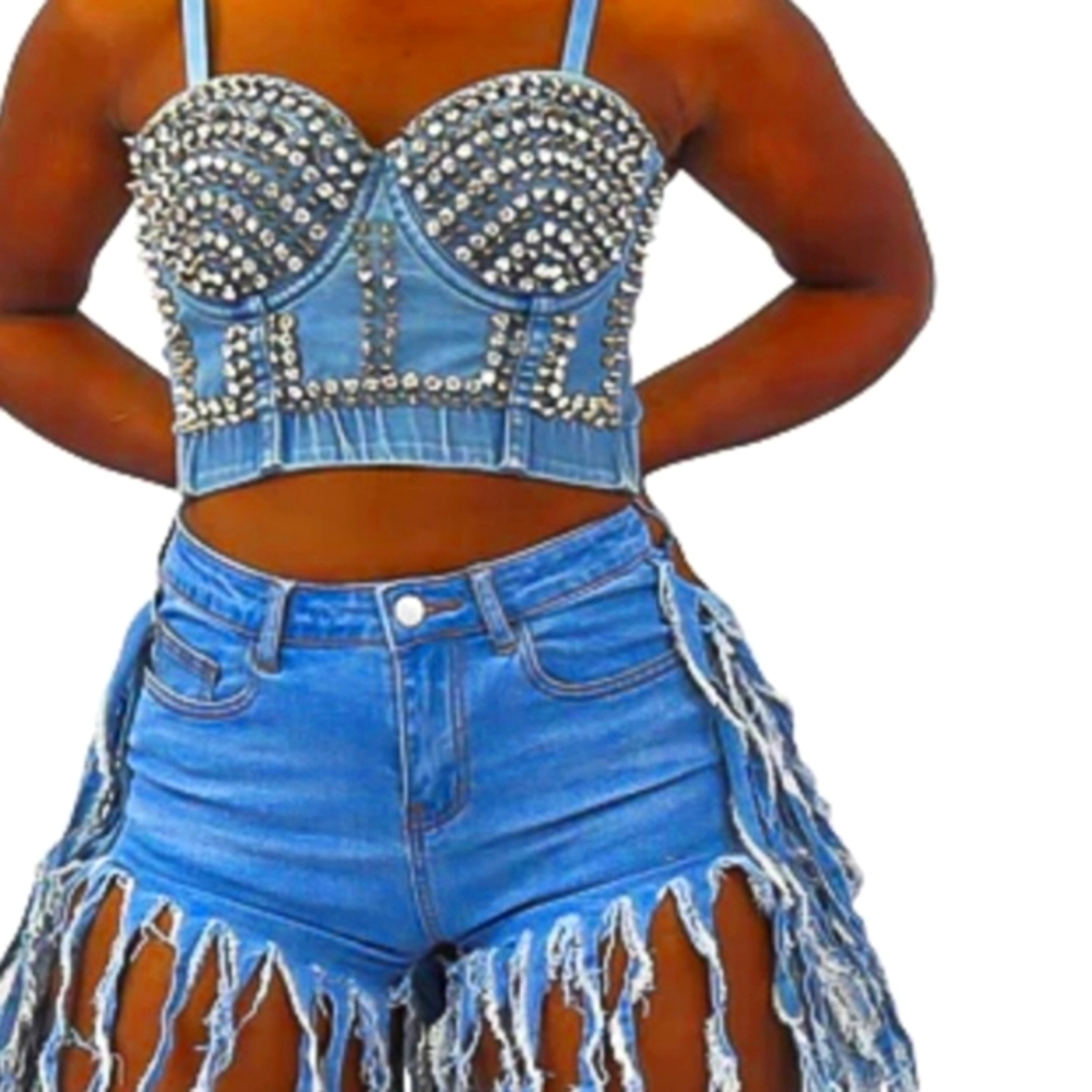 SILVER BLING & SPIKE STUDDED BUSTIER BY MADGEAR